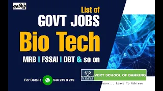 List of GOVT JOBS for Bio Technology |  MRB | FSSAI | DRDO | DBT | Bio Tech GOVT JOBS
