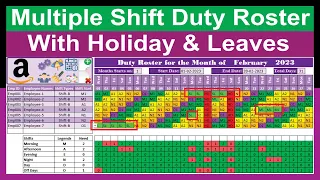 #267-Multiple Shift Duty Roster with Holidays and Leaves (Demo)