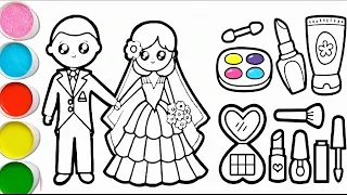 Cute Bride👰 and groom🤵 drawing, painting for kids and toddlers.