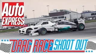 Mercedes SLS AMG Black vs F1 car - Drag Race Shoot-out