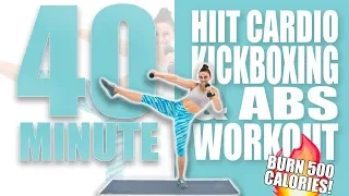 40 Minute HIIT Cardio Kickboxing and Abs Workout Sydney Cummings 🔥Burn 500 Calories! 🔥