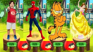 Tag with Ryan vs Spiderman Unlimited vs Garfield Rush Subway Princess Runner All Characters Unlocked