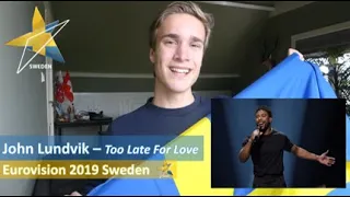 Reaction video John Lundvik - Too Late For Love Sweden Eurovision 2019