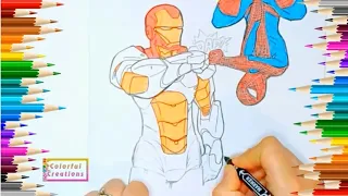 Colorful Creations Iron Man and Spider Man Coloring Adventure 🌈✨