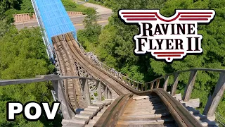 Ravine Flyer II Front Row POV Waldameer | Gravity Group Wooden Roller Coaster