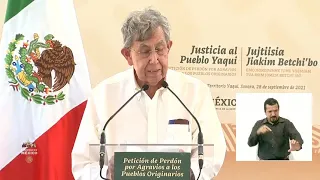 Cuauhtémoc Cárdenas. En Petición de perdón por agravios a los pueblos originarios . 28 sep 2021