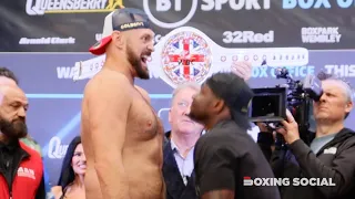 INTENSE! Tyson Fury & Dillian Whyte In Heated Stare Down As They Weigh In And Face Off | Fury-Whyte