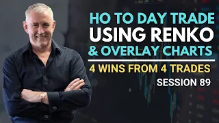 How to Day Trade using Renko and Overlay Charts. Session 89. (4 wins from 4 trades)