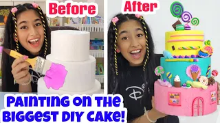 Painting on a BIG Cake!🎀😍✨️🎂 | Riya's Amazing World