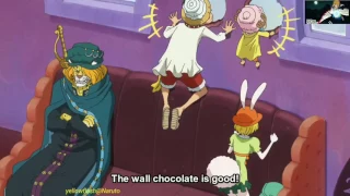 One piece Ep 786 - " Luffy and Chopper eat Pudding's cafe!!" Funny scene!!