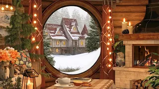 Winter Day in Hobbit House with Snow Falling, Fireplace, Cozy Ambience and Relaxing Sounds