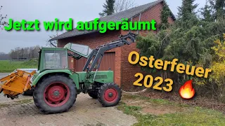 FENDT Farmer 108s rodet einen ganzen Wald. Osterfeuer 2023