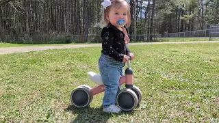 Baby Girl Learning to Ride