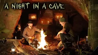 Camping in a Cave with campfire cooking