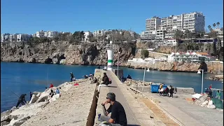 ANTALYA KALEİÇİ OLD TOWN HARBOUR IMAGE IN WINTER TURKEY