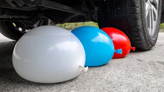 Crushing Crunchy & Soft Things with Car! EXPERIMENT: CAR VS BALLOONS