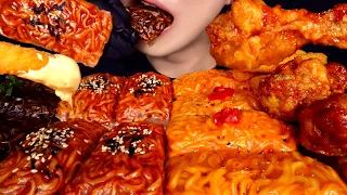 ASMR 완전 매운 불닭쌈 먹방🔥처갓집 양념치킨, 불닭볶음면, 치즈 불닭 볶음면, 팔도 짜장면, 치즈스틱 (EATING SOUNDS)(NO TALKING MUKBANG)