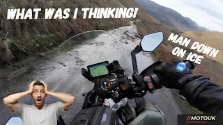 Man Down on Ice ❄️ | Honister Pass Buttermere in the Lake District by Motorcycle, Tiger 1200