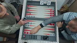 Красивый кокс в нардах. Матч до 5 - Backgammon Game. Match to 5pts