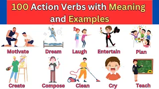 100 Action Verbs With Examples and Meanings | Action Verbs Vocabulary | #kidslearning #phrasalverbs