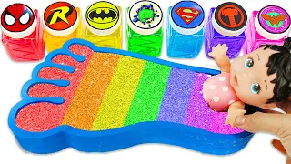 Satisfying Video l How to Make Rainbow Foot Baby Pool WITH Mixed Slime INTO Bathtub Cutting ASMR #11