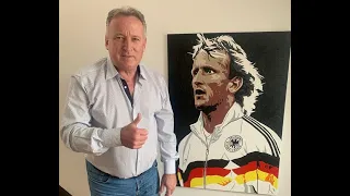 ANDREAS BREHME WORLD CUP WINNER ITALIA 90 portrait painting tribute by Irish artist Eugene Horan