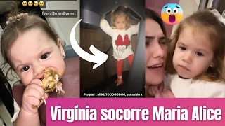 Virgínia Fonseca SOCORRE MARIA ALICE e se desespera 😱 Maria Flor comendo sozinha coxa de frango 🍗