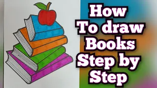 How to draw Books Step by step / drawing of  books / How to draw Books easy steps