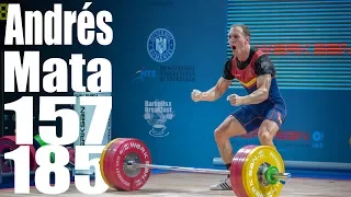 Andrés Mata (77kg Spain) 157kg Snatch 185kg Clean and Jerk - 2018 European Championship