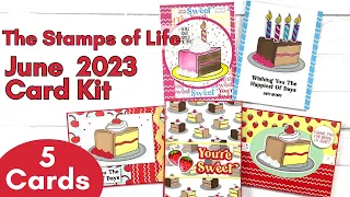 Birthday Cards with The Stamps of Life June 2023 Club Kits | 5 Cards