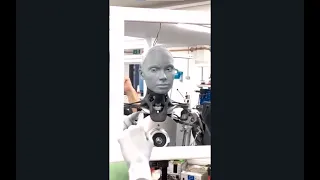 AI Robot seeing herself for the first time in the mirror😮(Watch till end)