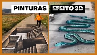 Pinturas com efeito 3D - Ilusão de ótica - feito na rua feitas por um grafiteiro