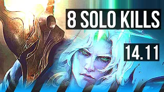 PANTHEON vs VIEGO (MID) | 8 solo kills, 67% winrate, Dominating, 8/2/2 | KR Master | 14.11