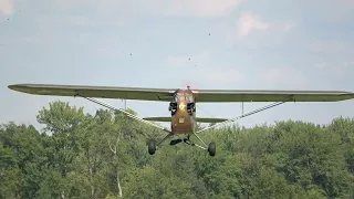 Tri-State Warbird Museum Piper L-4 Grass Strip Takeoff