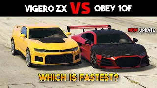 GTA 5 ONLINE VIGERO ZX VS OBEY 10F WHICH IS FASTEST?