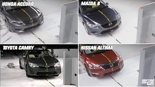 Honda Accord vs mazda 6 vs Toyota Camry vs Nissan Altima - Crash Test IIHS !!