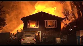 Glass Fire: Raw video of fire crews losing the fight to save a home near Calistoga early Friday