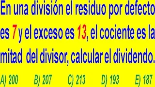 DIVISIÓN ARITMÉTICA - PROBLEMA RESUELTO ADMISIÓN A LA UNIVERSIDAD