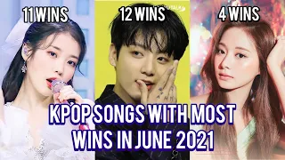 KPOP SONGS WITH MOST MUSIC SHOW WINS 2021 JUNE