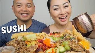 SUSHI Mukbang With Bloopers *Soft Shell Crab, Deep Fried California Roll, Dragon Roll and Tempura