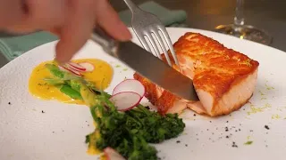 Salmon Steak Meal Stock Video