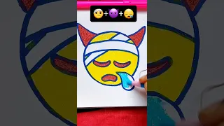 Mix emoji drawing 🤕👿😪| Emoji satisfying creative art #shorts #emoji #viral