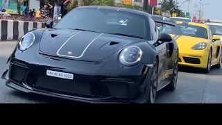 Supercars of mumbai || Porsche, marcedesGTR, bentley, BMW, Vibe on indian road || cars.in01 #porsche