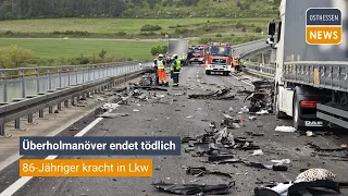 BAD NEUSTADT A. D. SAALE: Überholmanöver endet tödlich - 86-Jähriger kracht in Lkw