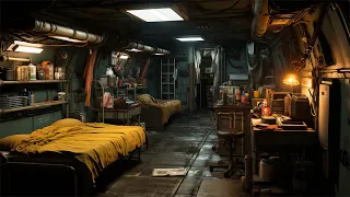 Post-Apocalyptic Life in a Resistance Shelter. Sci-Fi Rain Ambiance for Sleep, Study, Relaxation