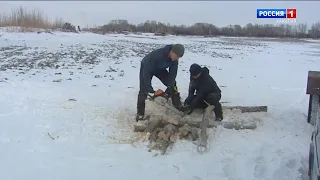 Дорога жизни. Ледовая  переправа через реку Абакан