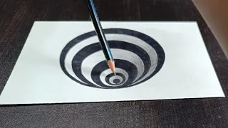 How to draw a 3d circle easy, 3d illusion drawing easy