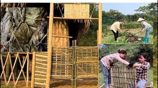 Make strange cakes with ant eggs- make a house gate with bamboo