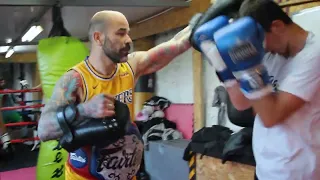 Kris hits the pads hard