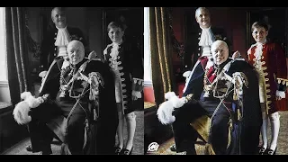 Timelapse: Churchill, his son Randolph, and grandson, Winston. Coronation day, 1953.